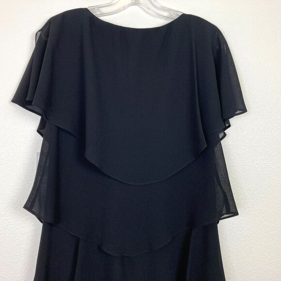 Patra Dress Size 10 Black Layered Chiffon Tiered Dress Minimalist Party Formal - Picture 6 of 8